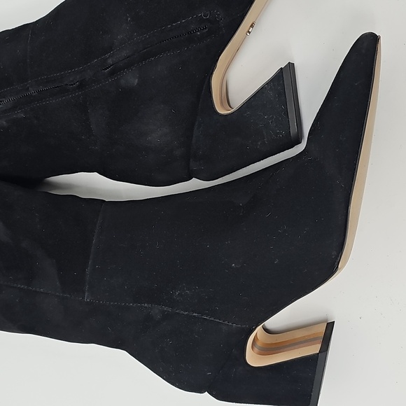 Sam Edelman Sulema Tall Black Suede Slouchy Knee High AlmondToe Boots Whimsigoth - Picture 8 of 15
